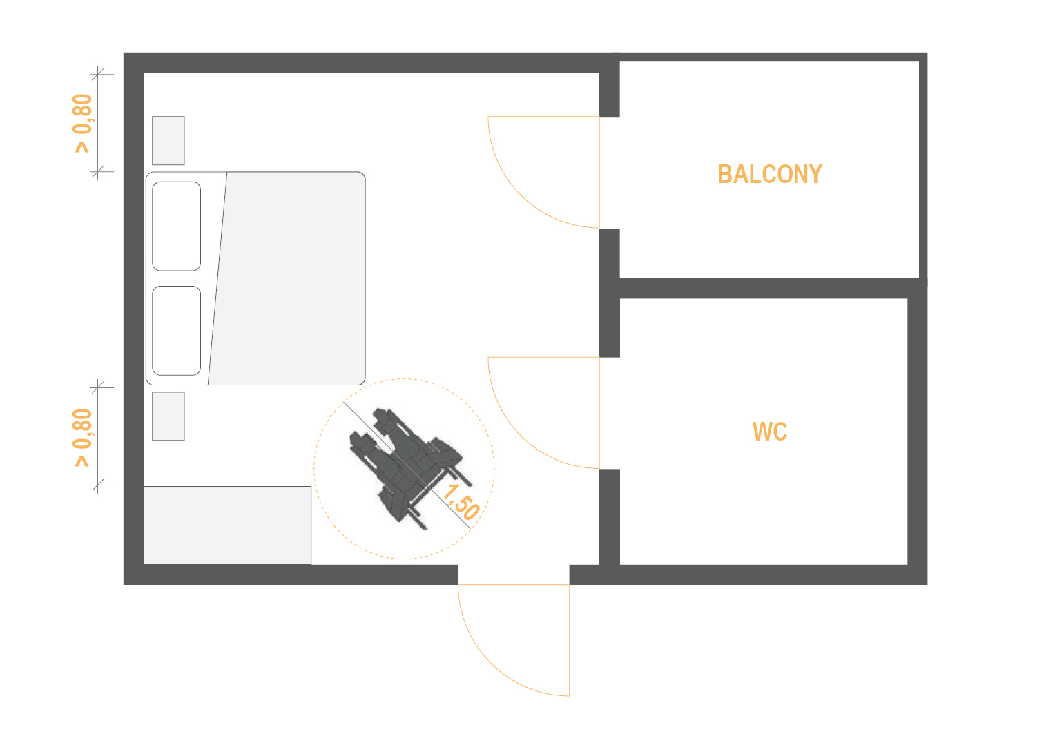 Sketch of a barrier-free appartment